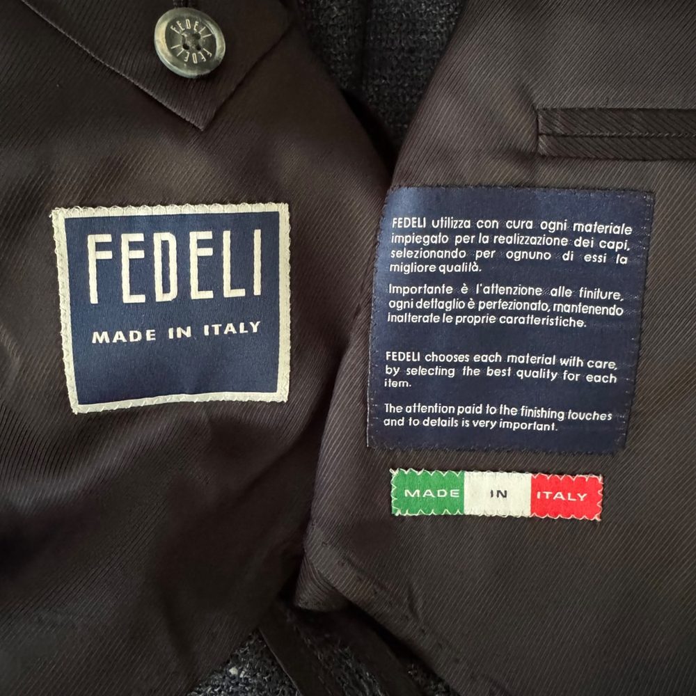 $1650 - Fedeli Damon Linen Jacquard Summer Blazer/Jacket - Navy Blue - 40 / 50 R - Picture 4 of 16